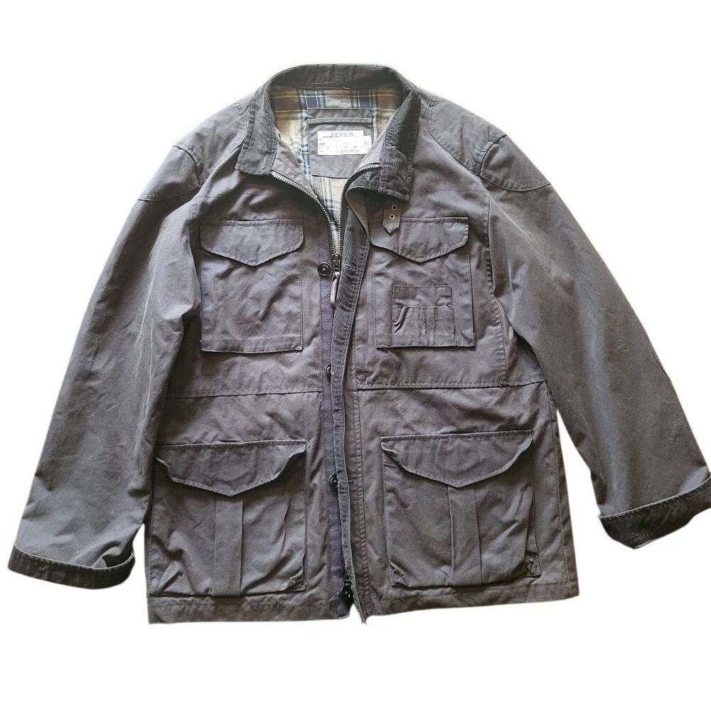 J. Crew Jacket Men's XL Green British Millerain Waxed Cotton Field Utility Lined